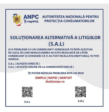 Afiș informativ ANPC privind soluționarea alternativă a litigiilor